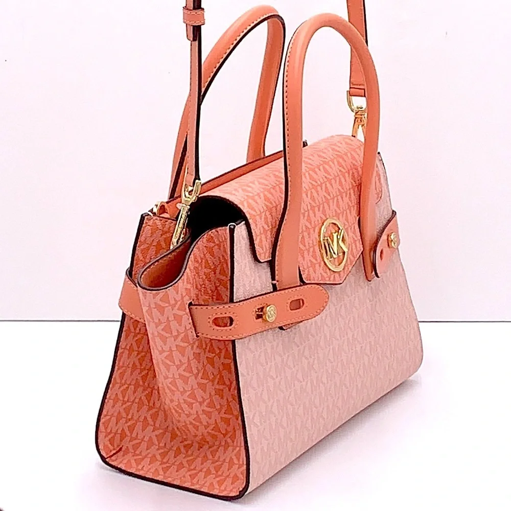 MICHAEL KORS Carmen Medium Color-Block Logo Satchel color Sherbert Multi